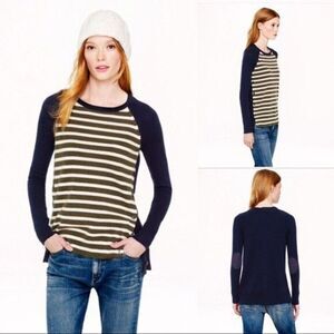 Darling J.CREW "Side Button Sweater" Striped Long Sleeve Crew Neck Sweater SZ XS
